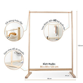 Mua Giá treo quần áo gỗ thông  BH 12 tháng    decor phòn kích thước 123x86x44cm  giá phơi quần áo thanh đơn   Uy tín tại Saikou