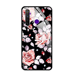 Ốp lưng kính cường lực cho điện thoại Realme 5 Pro - 0200 ROSE02 - Hàng Chính Hãng