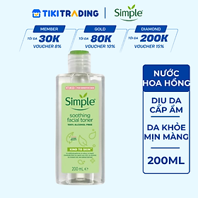 Nước hoa hồng Simple Toner làm dịu và cân bằng độ ẩm cho da - lành tính không chứa cồn 200ml [Chính hãng độc quyền]