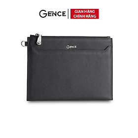 Hình ảnh Clutch Cầm Tay Nam Ví Da Công Sở GENCE HT18 Chất Liệu Da Bò Cao Cấp Màu Đen