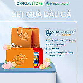 Set quà Tết- Vita Signature-  Combo 2 chai Dầu cá tươi AlaskOmega 3 - 60 viên Fish Oil