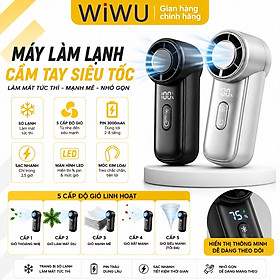 Mua Quạt turbo cầm tay sò lạnh FrostJet TurboCool gió siêu mạnh  Pin sạc 3000mAh WIWU Wi-FS018 làm mát tức thì màn hình LED - Làm mát tức thì – Gió siêu mạnh – Nhỏ gọn tiện mang theo - Hàng nhập khẩu