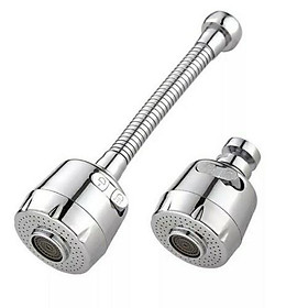 Đầu vòi nối rửa chén tăng áp xoay 360, 2 chế độ nước, inox 304 có thể thu ngắn.