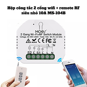Hộp công tắc 2 cổng wifi + remote RF siêu nhỏ 10A MS-104B