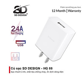 Mua Bộ Củ + Cáp Sạc HG 88 SD DESIGN sạc nhanh an toàn cho điện thoại iphone  samsung  oppo  xiaomi