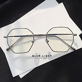 Kính Giả Cận, Gọng Kính Cận Nam Nữ Mắt Đa Giác Vuông Nhỏ Gọng Thanh Mảnh Bạc - BLUE LIGHT SHOP