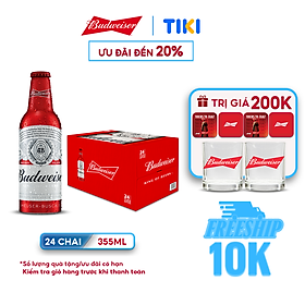 Thùng 24 Chai Budweiser Aluminum Chính Hãng (355ml/ chai)