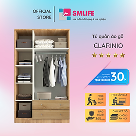 Tủ đựng quần áo gỗ công nghiệp hiện đại SMLIFE Clarinio