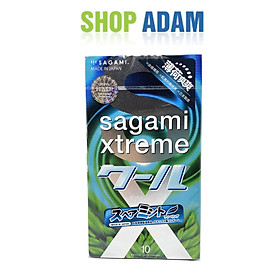 Bao Cao Su Nhật Bản Tạo Cảm Giác Mát Lạnh Sagami Xtreme Spearmint (Hộp 10 Chiếc) - Hương Thơm Bạc Hà - Che Tên Sản Phẩm