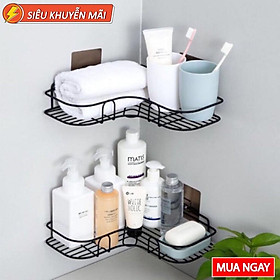Kệ góc nhà tắm dính tường đảm bảo chắc chắn, kệ nhà tắm góc sắt đen