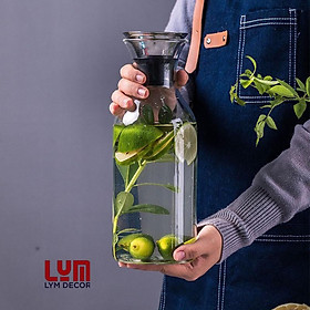 Mua (SẴN) Bình detox dáng trụ - Bình nước thủy tinh chịu nhiệt cao cấp Borosilicate k chì  hàng xuất Âu
