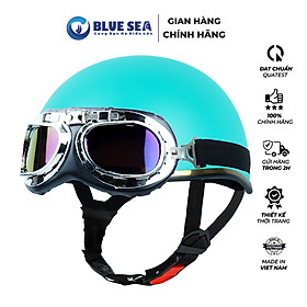 Mũ bảo hiểm 1/2 đầu, nửa đầu có kính phi công BLUE SEA - A366KPC - Đủ màu sơn - Thời trang - FreeSize - Chính hãng