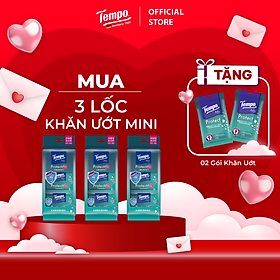 [MUA 3 LỐC TẶNG 2 GÓI KHĂN ƯỚT PROTECT] Khăn Uớt Mini Tempo Protect Ngăn Ngừa Vi Khuẩn cao cấp - Diệt khuẩn 99% - Thương hiệu Đức