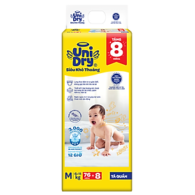 Tã quần UniDry Siêu khô thoáng gói Jumbo mới size M - 76 miếng + 8 miếng