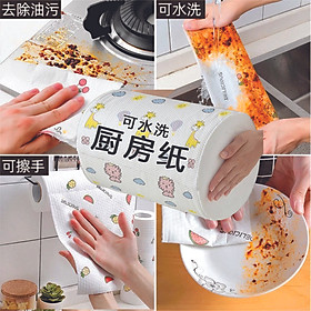 Cuộn Khăn Giấy Vải Lau Đa Năng, Lau Bếp, Lau Chén Bát - Có Thể Tái Sử Dụng - Siêu Thấm Hút