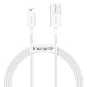 Cáp sạc cho iPhone/ iPad Baseus Superior Series Fast Charging Data Cable USB to iP (2.4A, 480Mbps, Fast charge, ABS/ TPE Cable) - Trắng - 1 mét