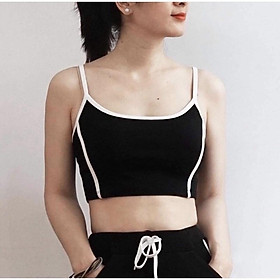 F831 Áo croptop hai dây viền sọc trắng