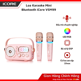 Bộ Loa Karaoke Mini Cổ Điển Bluetooth iCore VSM99 Kèm 02 Micro - Hàng chính hãng 
