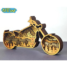Đồ trang trí moto mã bằng gỗ có đèn LED trang trí phong cách Retro
