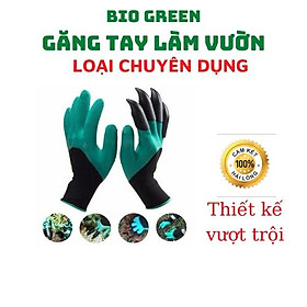 Mua Găng tay làm vườn  bới đất chăm sóc cây có móng vuốt nhúng cao su dệt kim siêu màu xanh