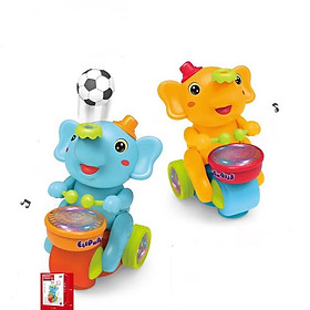 Đồ chơi con voi đánh trống thổi bóng đèn nhạc vui nhộn, đồ chơi xe con voi thổi bóng làm xiếc chuyển động cho bé
