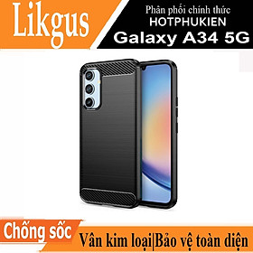 Ốp lưng chống sốc vân kim loại cho Samsung Galaxy A34 5G hiệu Likgus (chuẩn quân đội, chống va đập, chống vân tay) - Hàng nhập khẩu