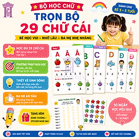 Bộ Học 29 Chữ Cái Cho Bé 3-5 Tuổi | Học Vui Không Áp Lực A4/A5 Có Ảnh Bé - Hoàng Gia Edu