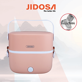 Hộp cơm cắm điện văn phòng JIDOSA JD3860 2 khay inox dung tích 1L giữ nhiệt, hâm nóng và tự nấu chín đa năng nhiều màu