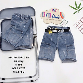 Quần đùi cho bé trai phối đồ phong cách size 20-35kg chất jeans co giãn mềm mịn mát