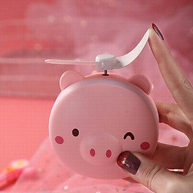 Mua Quạt sạc mini kèm đèn gương hình pepapig siêu cute
