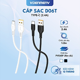 Mua Dây Cáp Sạc Type-C VDENMENV D06T (2.4A) Giúp Sạc Nhanh  Chuyển Dữ Liệu  Chất Liệu Bện Dù - Hàng Chính Hãng