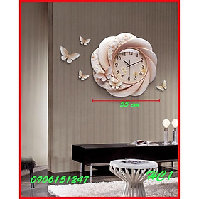 Mua Đồng hồ treo tường trang trí cao cấp HC1 Hoa Hồng xinh Hồng Phấn kích thước 55 x 55 cm