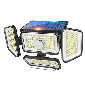 Solar Light Outdoor 268 LED Solar Sensor Lamp 4 Heads Adjustable Motion Sensor Light 3 Mode Solar Light IP65 Waterproof