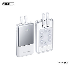  Pin dự phòng mini cho iphone 15 Remax RPP-582 dung lượng 10000mAh tích hợp 2 cáp sạc nhanh - hỗ trợ QC 22.5W và PD 20W Trắng - Hàng Chính Hãng