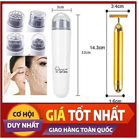 Combo 2 Máy Massage mắt mini cầm tay, cây lăn mặt nâng cơ xóa nhăn tại nhà