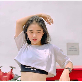 Set 2 Áo (Croptop Tay Lỡ + Croptop Sát Nách)-in chữ NewyorkTown Groundbreaking 1974