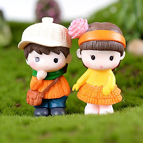 Garden Ornament Miniature Figurine Craft Fairy Decoration DIY Seated Couple