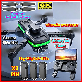 Flycam mini giá rẻ tập bay, Drone mini 8K S98 PRO MAX cảm biến tránh vật cản, giữ độ cao ổn định, nhào lộn 360 độ, đèn led bay ban đêm cực đẹp - Hàng c
