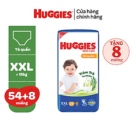 Tã/bỉm quần HUGGIES SKINCARE gói M76+8/L68/XL60/XXL54 (M56/L48/XL40/XXL36+8)