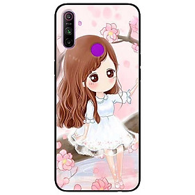 Ốp lưng dành cho Realme C3 mẫu Nàng Chibi Nền Hồng