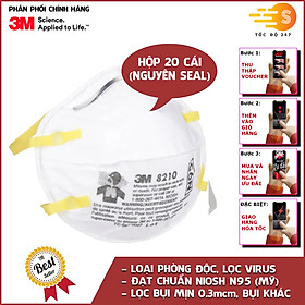 Mua Khẩu trang chống bụi mịn 0.3 micromet và phòng độc chuẩn NIOSH N95 3M 8210 - chống lây lan virus  vi khuẩn  bảo vệ hô hấp
