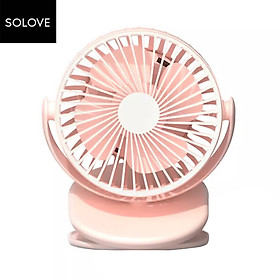 SOLOVE Clipping-on or Vertical Use Fan 360 Degree Wind Direction Type-C Charging 2000mAh Rechargeable Clip Fan 3-level