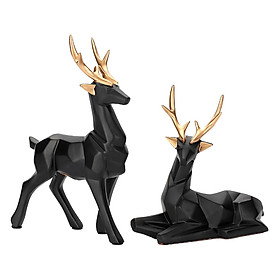 Reindeer Resin Sculpture Craft Couple Deer Statue for Home Anniversary