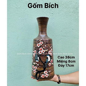 Mua Bình Hoa Lọ Hoa Dáng Chai Cổ Dài Men Mộc Cao 38cm Gốm Sứ Bát Tràng - Gốm Bích