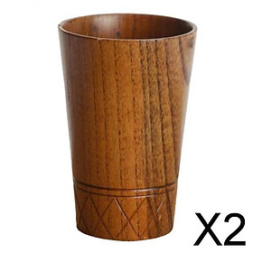 2xWooden Cup Handmade Coffee Tea Beer Juice Milk Mug Drink 11.5cmx7.8cm