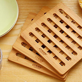 Bamboo Trivet Mat Set for Instant Hot Pot/Dishes/Bowl/Teapot/Pads/Hot Pot Holders Heat Resistant Trivet Square