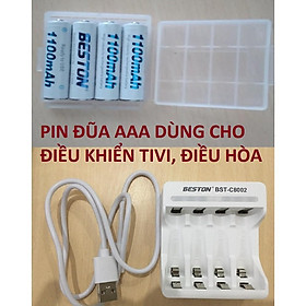 Bộ sạc pin AA AAA Beston C8002 dùng cho micro không dây, máy ảnh, điều khiển, đồ chơi trẻ em, đồng hồ
