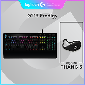 Bàn phím game có dây Logitech G213 Prodigy - RGB Lightsync, phím Media chuyên biệt, chống tràn bền bỉ -Hàng Chính Hãng