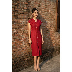 Đầm Ôm Body Tweed Đỏ Dự Tiệc thời trang thiết kế Hity Dre084