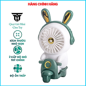 Quạt Cầm Tay Mini, Quạt Sạc Tích Điện Thỏ Lái Xe Xinh Xắn Teement, Có 2 Tốc Độ Gió ( Gió Mạnh, Gió Nhẹ), Dễ Thương Tránh Nóng Mùa Hè Cực Êm (Kèm Dây Sạc Usb)- Hàng Chính Hãng